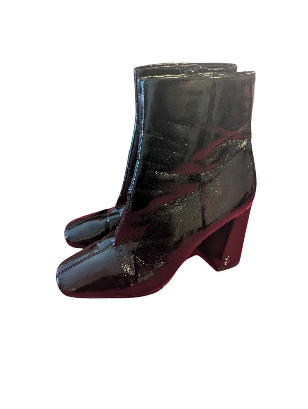 Sam Edelman,Patent Leather Ankle Boots - Women's Stylish Block Heel, Size 7
